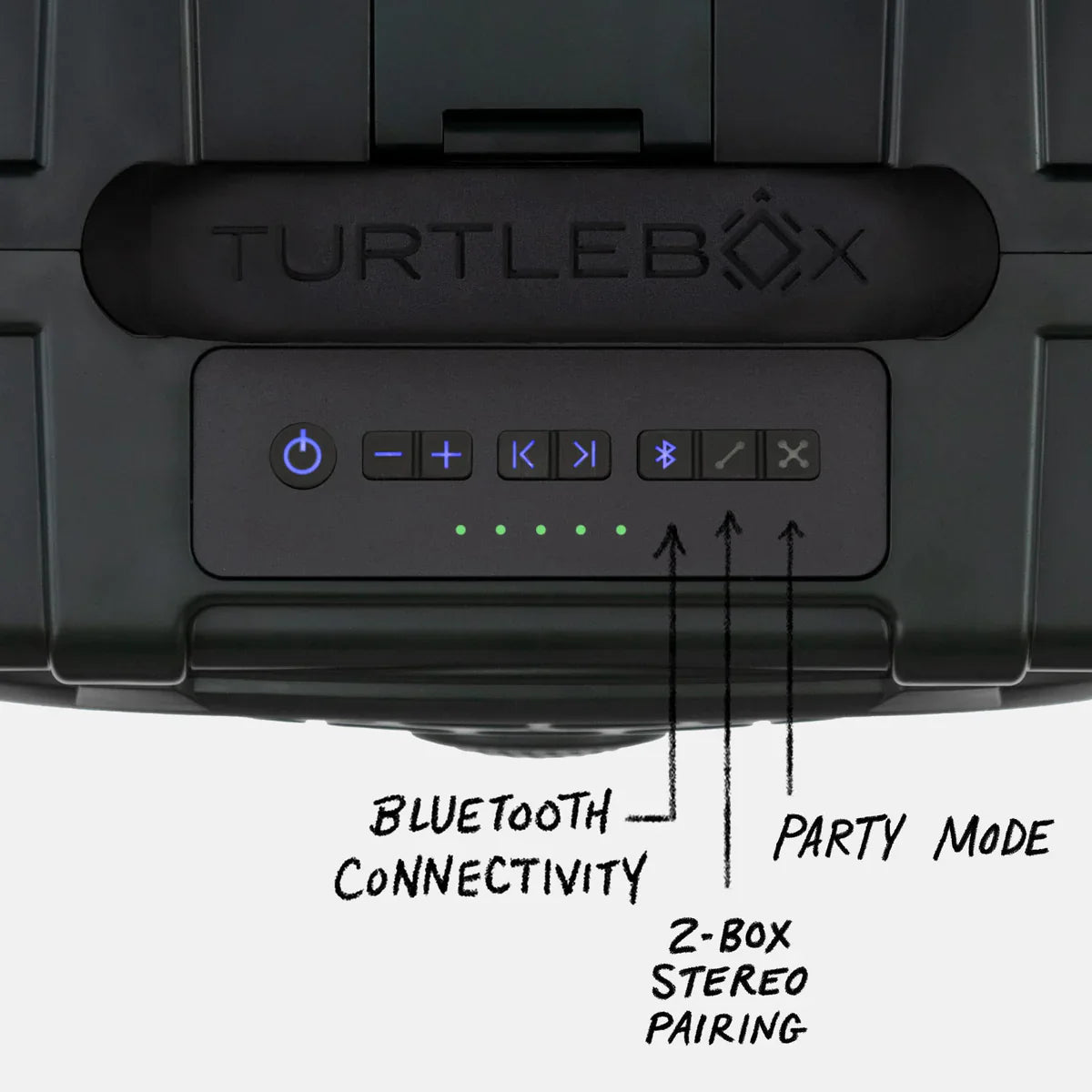 Turtlebox Original Gen3 Speaker in gray with Bluetooth connectivity and party mode features.