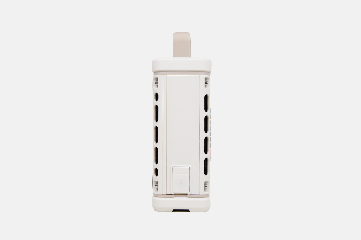 White portable Turtlebox speaker on a white background
