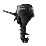 Suzuki 15 Hp outboard motor on a white background
