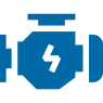 A blue Suzuki outboard motor with a lightning bolt symbol, indicating its power and performance.
